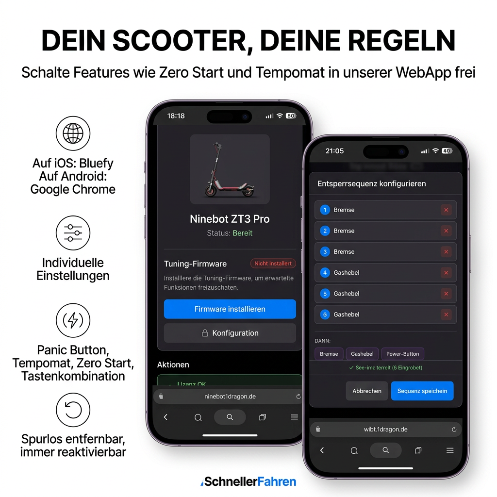 Ninebot ZT3 / ZT3E / ZT3D / ZT3 Pro Tuning-Lizenzcode – Bis zu 40 km/h