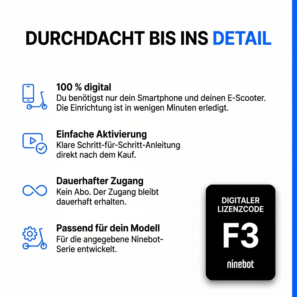 Ninebot F3 / F3E / F3D / F3 Pro Tuning-Lizenzcode – Bis zu 32 km/h